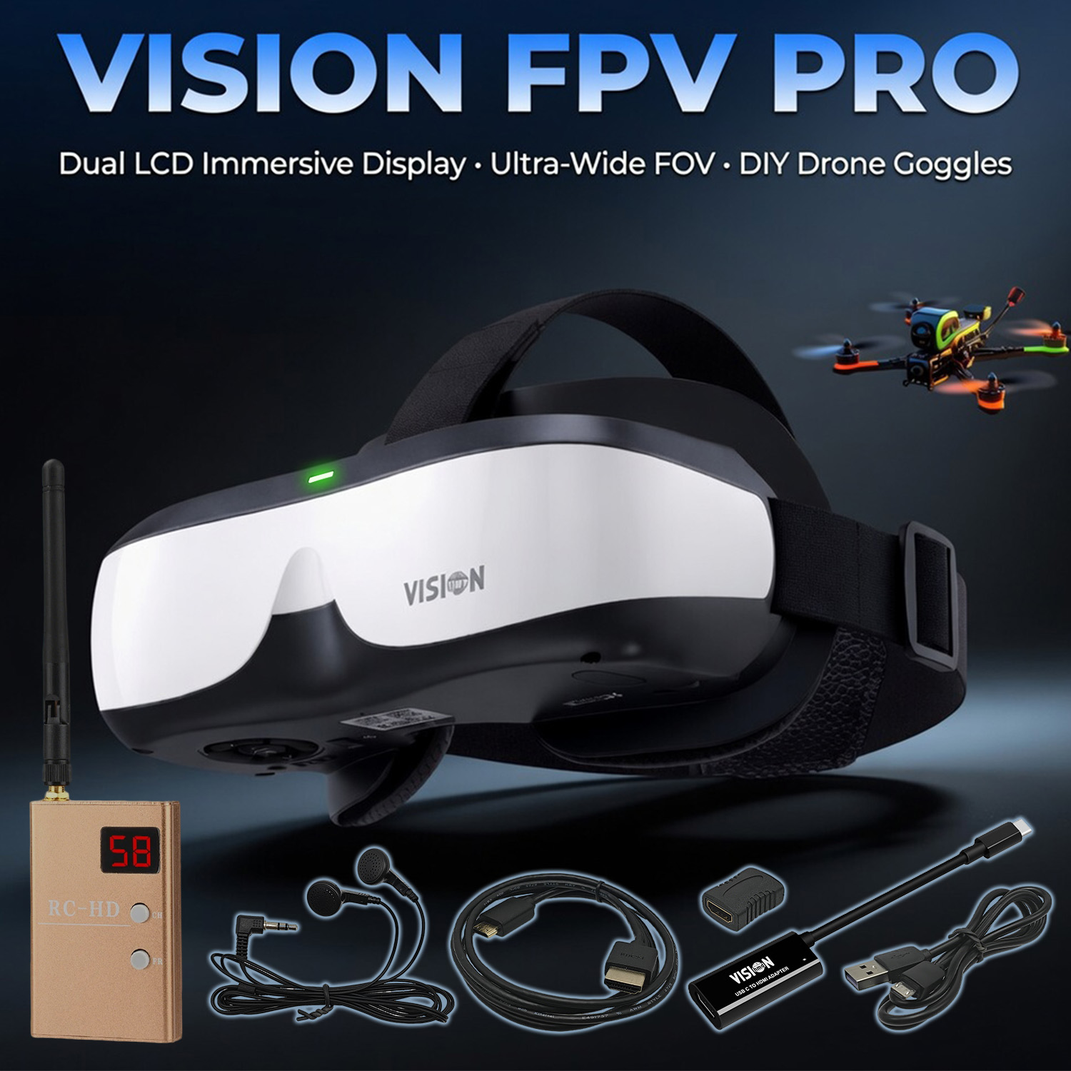 نظارات FPV، شاشة مثبتة على الر - مراجعة Skyzone Sky04O Pro Fpv Goggles وسعره